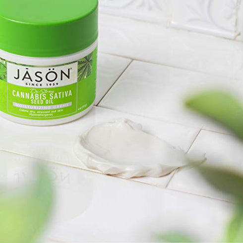 Jason Moisturizing Crème, De-Stress Cannabis Sativa Seed Oil, 4 Oz