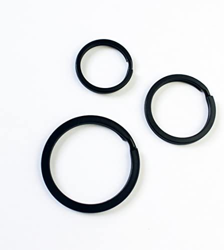 Flat Key Rings Key Chain Metal Split Ring 36pcs (Round 3/4 Inch, 1 Inch and 1.25 Inch Diameter), for Home Car Keys Organization, Lead Free Electroplated Black