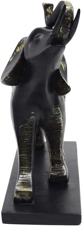 Comfy Hour Wildlife Collection 8" Black Elephant Figurine with Trunk Up Raised Collectible Statue, Desktop Decoration, Hand Made and Painted Resin