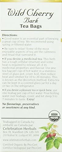 CELEBRATION HERBALS Wild Cherry Bark Organic 24 Bag, 0.02 Pound