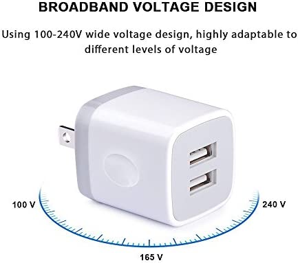 USB Wall Charger, FiveBox 2Pack Dual Port 2.1Amp Fast Wall Charger Brick Base Adapter Charging Block Charger Cube Plug Charger Box for iPhone 14 13 12 11 Pro X 6 6S 7 8 Plus, iPad, Samsung, Android