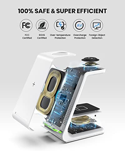 Wireless Charging Stand, GEEKERA 3 in 1 Wireless Charger Dock Station for iPhone 14 Pro Max/14 Pro/14 Plus/13/12/11/X/8 Series, Apple Watch Ultra/SE/8/7/6/5/4/3/2, AirPods Pro/3, Samsung Qi Phones