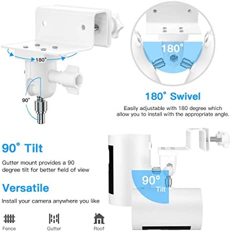 HOLACA Gutter Mount for Ring Stick Up Cam Plug-in HD Security Camera and Ring Stick Up Cam Battery HD Security Camera-Weatherproof-Give a Perfect Angle for Your Ring Stick Up Cam(3rd)