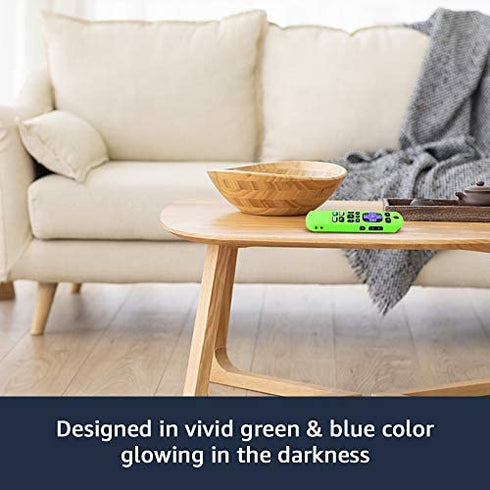 Roku Remote Cover,Roku TV Remote Cover Compatible with Roku Voice Remote,ROKU Player Remote Cover with Lanyard,Anti Slip Remote Cover for Glow in The Dark?Glow Green & Blue?