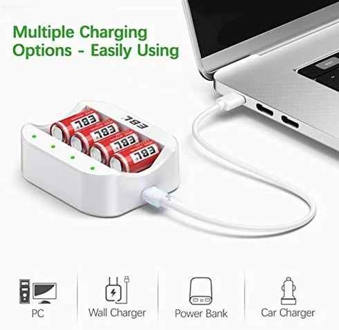EBL CR2 Rechargeable Batteries, 3.7V Lithium RCR2 Photo Batteries 8 Pack with Rechargeable Battery Charger
