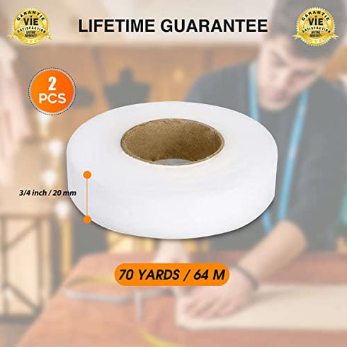 ??CZ Store?? - Iron-On Fabric Tape |0.78-inch|70 Yard|2-Pack| White Heavy Duty Fusible Adhesive Hemming Strip to Repair Curtains, Clothes, Pants, Pillow Case, Uniform - No Sewing