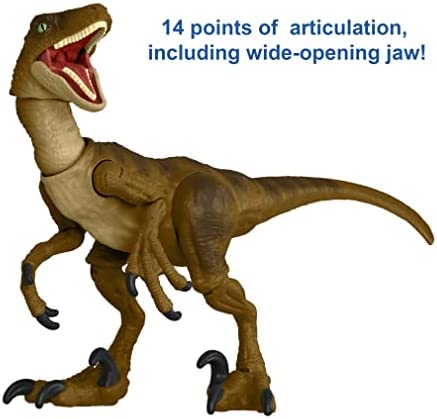 ?Jurassic World Jurassic Park Hammond Collection Velociraptor Dinosaur Action Figure, 7.5 in Long with 14 Movable Joints, Gift and Collectible