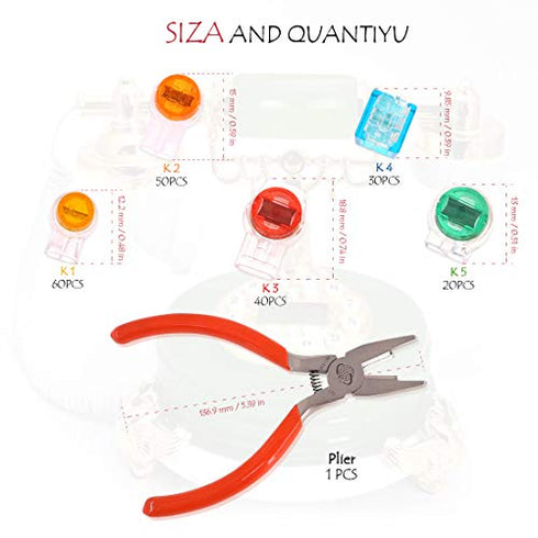Hilitchi 200 Pcs Telephone Wire Connector Wire Butt Splice Connector UY/UY2/UR/UR2/UG Crimp Terminal Connectors Assortment Kit - with One Connector Crimping Pliers
