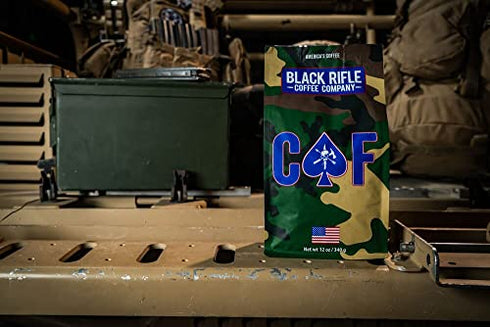 Black Rifle Coffee CAF (Medium Roast, 2x Caffeine) Ground 12 Ounce Bag, Medium Roast Coffee, 100% Columbian Excelso Beans That Delivers Twice the Caffeine Punch of Average Coffee With a Rich, Smoky Flavor, Helps Support Veterans and First Responders