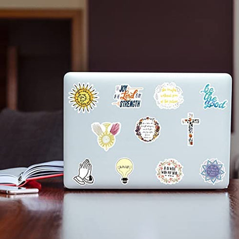 100 PCS Jesus Christian Bible Stickers,Vinyl Waterproof Stickers, Religious Bible Laptop Faith Stickers, Cross Wisdom Words Decals Stickers for Water Bottles, Christian Gifts
