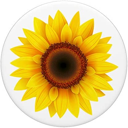 Sunflower Decor Girasol yellow Sun Flower White Background PopSockets Swappable PopGrip