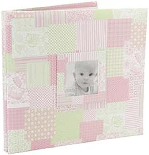 MCS MBI 12.5x13.5 Inch Baby Scrapbook Album with 12x12 Inch Pages with Photo Opening, Pink Quilt Design (860072)
