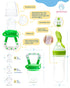Gedebey Fruit Feeder Pacifier for Babies - 3 Pack | 2 Baby Food Teether Feeder & 1 Baby Spoon Bottle Feeder | Silicone Teether Feeder | Silicone Baby Feeding Spoon | Baby Fruit Pacifier Feeder (Green)