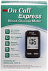 On Call Express Diabetes Testing Kit- Blood Glucose Meter, 10 Blood Test Strips, 1 Lancing Device, 30g Lancets, Control Solution, Carrying Case, Log Book, Black