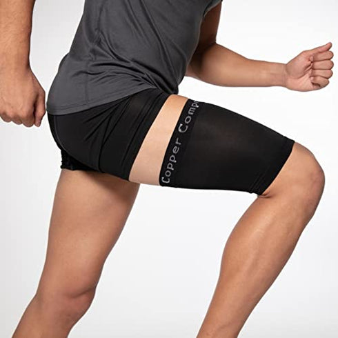 Copper Compression Hamstring Support Sleeve - Copper Infused Anti Slip Thigh Support for Sore Hamstring, Groin, Quad, Muscle Sprains, Tendinitis, Workouts, Sciatica Pain & Sports Recovery. Fit for Men & Women - XL