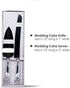 Silver Double Heart Wedding Cake Serving Set - Silver Wedding Cake Knife Set