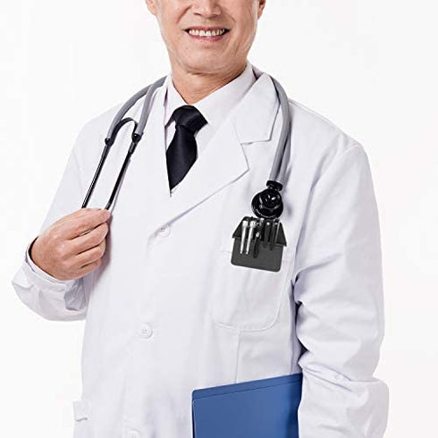 Meetory 2 Pieces Leather Pen Holder, Pens Pocket Protector, Pocket Protector for Shirts, Lab Coats, Pants (Brown, Black)