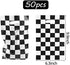 BeYumi 50Pcs Checkered Racing Treat Bags with 4Pcs Stickers, Race Car Theme Party Favor Bags, Plastic Goodies Candy Treat Bags Return Loot Bags Party Supplies for Kids Birthday and Sport Event