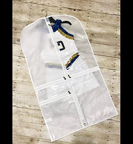 Wedding Dress Cover 50inch for Hanging Clothes, Gusseted Closet Storage Costume Dance Garment Bag with 3 Clear Zipper Pockets, Breathable Travel & Competition Protector for Suit Coat Jacket Sweater