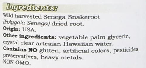 Senega Snakeroot Alcohol-Free Liquid Extract, Senega Snakeroot (Polygala Senega) Dried Root Glycerite Natural Herbal Supplement, Hawaii Pharm, USA 2 fl.oz