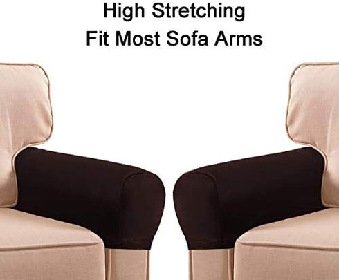 LERTREE 1 Pair PU Leather Sofa Armrest Covers Armchair Arm Covers Stretchy Furniture Protectors for Couch Chair Arm (Coffee)