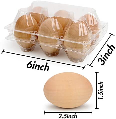 DomeStar Wooden Fake Chicken Eggs, 6PCS 2.5" Unpainted Faux Wood Eggs for Encouraging Hens to Lay Eggs