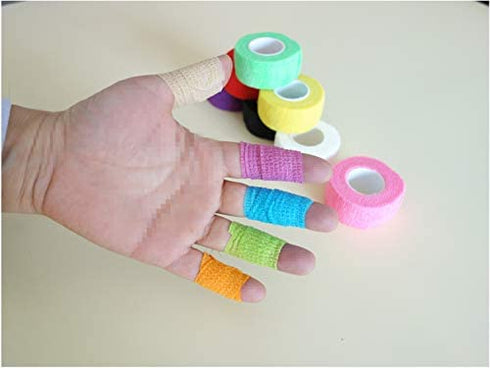 12 Pack Self Adhesive Wrap Bandage - Vet Wrap for Pets, Stretch Self-Adherent Cohesive Tape Breathable Athletic Tape Rolls (1 Inches x 5 Yards Each, 12 Colors)