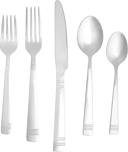 Amazon Basics 20-Piece Stainless Steel Bistro Flatware Set, Service for 4