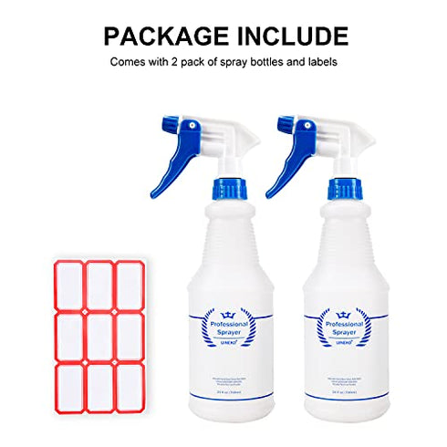 Plastic Spray Bottle, Empty Spray Bottles (2 Pack 24 Oz), Bealee All-Purpose Sprayer for Cleaning Solutions, Bleach Spray, Planting, BBQ, Mist & Stream Water Spraying Bottle with Adjustable Nozzle