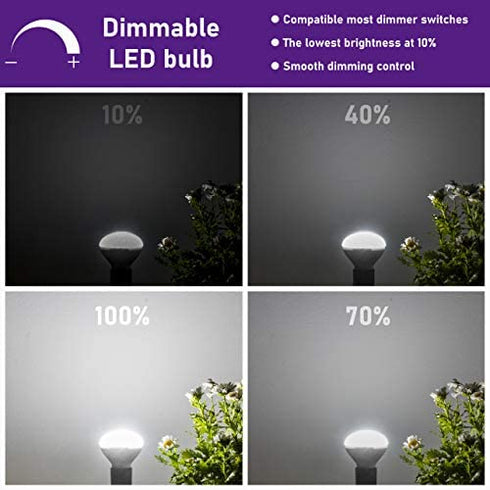 E17 R14 LED Bulb, 4W (40W Equivalent) Mini Reflector Floodlight Light Bulb, E17 Intermediate Base, Daylight White 5000K, 400 Lumens, Dimmable, Pack of 6