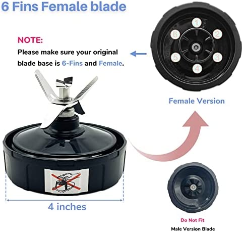 Blender 6 Fins Female Blade Replacement Parts for Ninja, Extractor Bottom Blade Compatible with Nutri Ninja Auto iQ BL450 69, BL451 70, BL455 30 DOB, BL456 70, BL480 70, BL480D 30 DOB, BL482 30 DOB