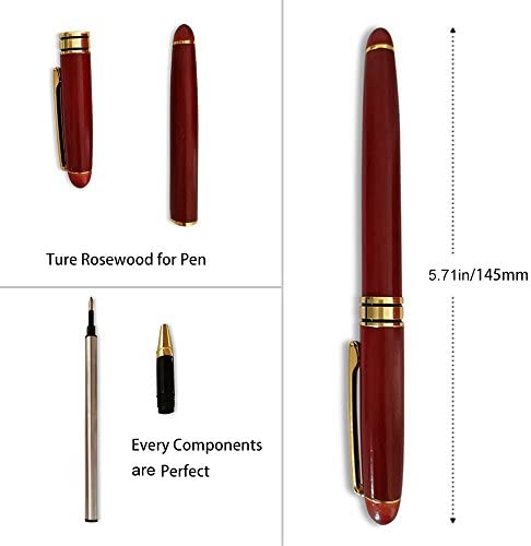 3 Pcs Wooden Pens Set with Pen Gift Case/Best Writing Fountain Pen, Fancy Ballpoint Pen and Luxury Gel Pen with Ink Refills, Promotional Business Designer Pens