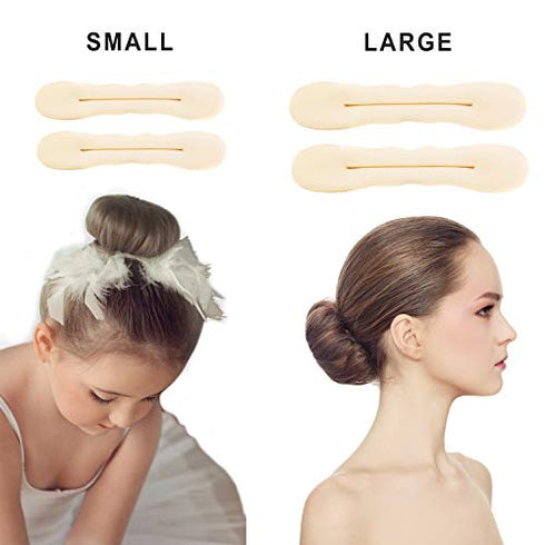 Beaute Galleria 4 Pieces Beige Blonde Magic Hair Bun Maker Foam Sponge Bun Twist Shaper Hair Donuts Chignon Ballet Sock Bun (2 Large and 2 Small)