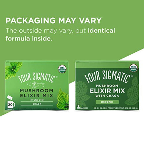 Chaga Mushroom Elixir by Four Sigmatic | Coffee Alternative with Organic Chaga Mushroom Powder, Rose Hips & Mint | Immune Support & Overall Wellness | Pack of 20