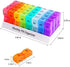XINHOME Monthly Pill Organizer Box - 31 Day AM/PM Daily Pill Case 32 Compartments for Each Day, Pill Dispenser Container to Hold Vitamins, Supplements and Medication - Includes Gray Plush Pouch