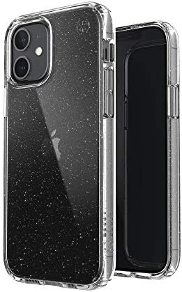 Speck Products Presidio Perfect-Clear + Glitter iPhone 12, iPhone 12 Pro Case, Clear with Gold Glitter/Clear