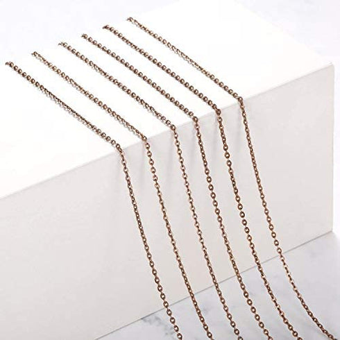 24 Pack Antique Red Copper Cable Chain Necklace Chain Necklace Twisted Link Chain for Jewelry Making (20 Inch)