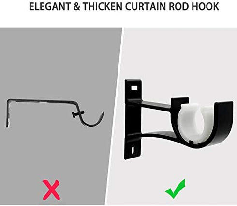Curtain Rod Holders, Curtain Rod Bracket Set of 4 Rod Brackets White Heavy Duty Single Drapery Rod Holder With Screws, Curtain Holders Hooks For Wall Curtain Brackets For 1-1.2 Inch Curtain Rod