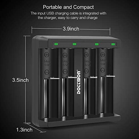 Dottmon LED 4-Slots Intelligent Universal Battery Charger for 3.6V/3.7V Li-ion 10440 14500 14650 16340 17670 18500 18650 18700 22650 20700 21700 22700 25500 26650 26700 Batteries
