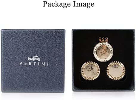 Vertini 24K PT. Gold Golf Ball Markers with Magnetic Hat Clip Basic Set Fashionable Golf Gifts for Golfer Elegant Golf Accessories for Men and Women Golden Ball Marker for Hole in One