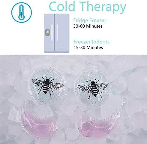 Reusable Gel Eye Pad, Cooling Eye Pads Reusable Small Ice Pack Under Eye Patches, Eye Hot Cold Treatment Pack for Redness, Pain Relief and Eye Relax (Bee)