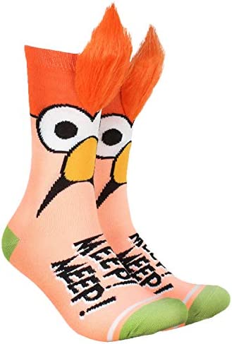 Bioworld The Muppets Beaker Meep Meep Fuzzy Hair Adult Crew Socks