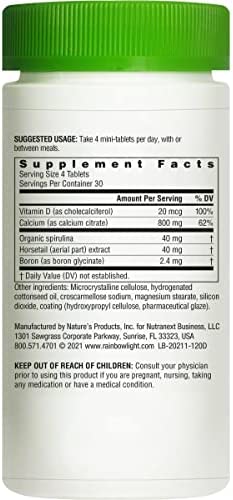 Rainbow Light - Calcium Citrate Mini-Tabs - Food-Based Calcium Supplement Supports Calcium Absorption, Bone and Tooth Health; 800 IU Vitamin D3, 800mg Calcium; Vegetarian and Gluten-Free - 120 Tablets