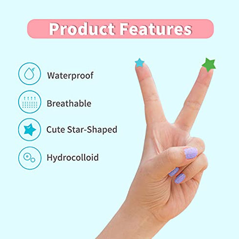 Star-Shaped Pimple Patch Hydrocolloid Acne Stickers with Tea Tree Oil + Salicylic Acid, Cover Dot for Acne Blemish, Pimples, Whiteheads, Zit, Draw out Oil & Impurities, 108 Dots, 12mm & 8mm