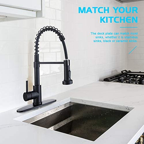 sink hole cover, escutcheon plate WEWE stainless steel deck plate for 1 or 3 hole bathroom or kitchen sink faucet Mixer tap 10" matte black