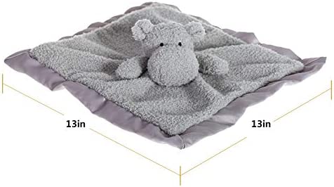 Apricot Lamb Stuffed Animals Hippo Security Blanket Infant Nursery Character Blanket Luxury Snuggler Plush Baby Lovey(Hippo, 13 Inches)