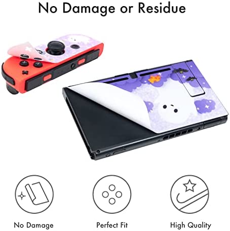 BelugaDesign Clouds Switch Skin | Pastel Sticker Wrap Vinyl Decal | Cute Fluffy Round White Sky Compatible with Nintendo Switch (Switch Lite, Pink)