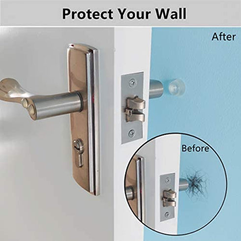 Adhesive Door Knob Bumper Pads- 18 PCS Small Clear Wall Protector Door Stopper Rubber Feet for Door Handle Cabinet Headboard Refrigerator Sound Dampening and 20 PCS Bumper Pads