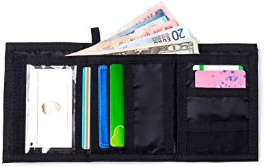 CHAMELEON VELCRO TRIFOLD MENS WALLET- Canvas wallets for men trifold- Best Slim Nylon Velcro Men's wallet - Front pocket wallets for men nylon Perfect style of basic wallet designs Black