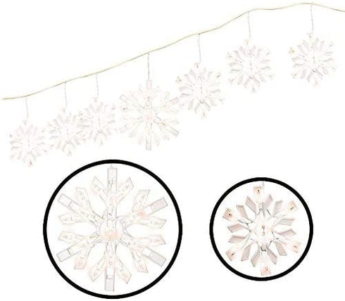 Holiday Time Clear Snowflake Icicle Christmas Lights Set, 6', 6 Count, White Wire